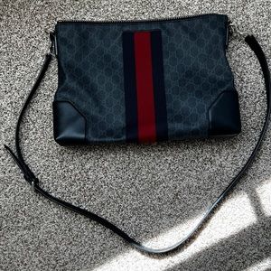Gucci Monogram Crossbody Bag (Black)